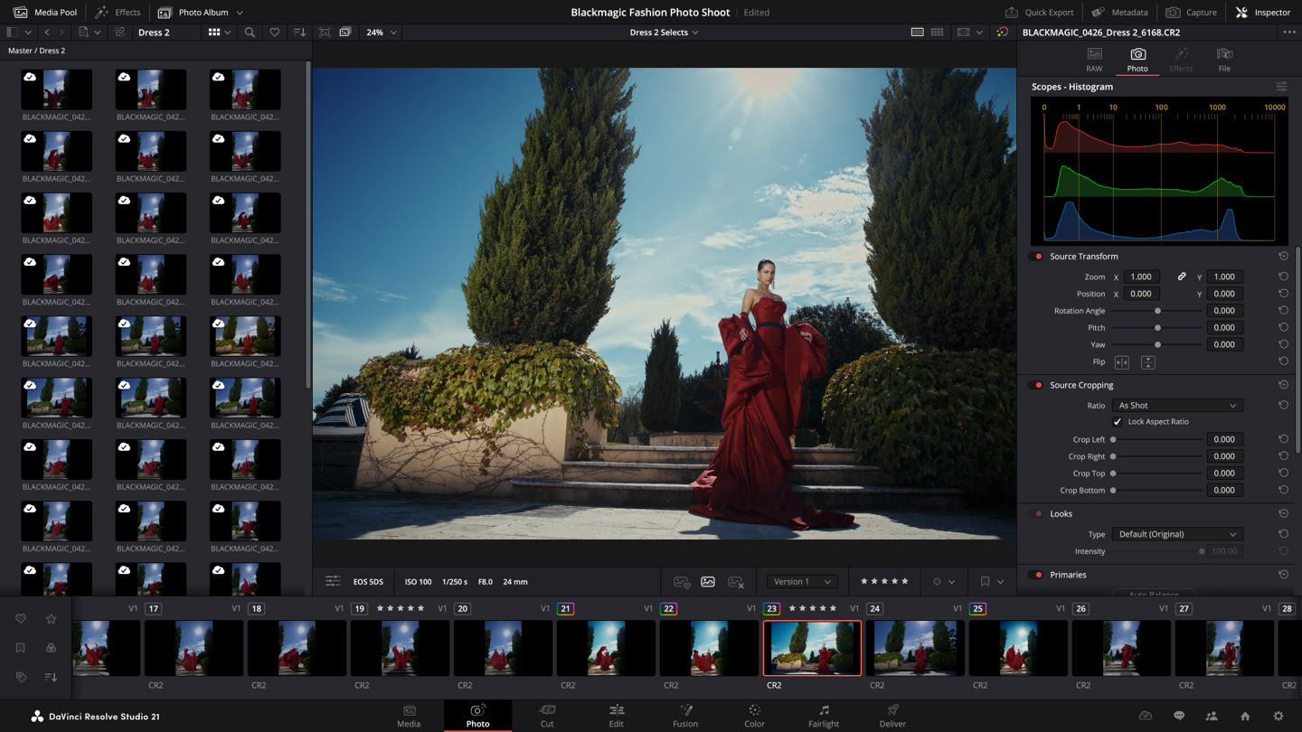 DaVinci Resolve Photo page for still photography